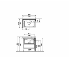 Vitra 62181 Valarte Lavabo Dolabı 80 Cm Lavabolu Mat Gri Çekmeceli