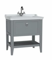 Vitra 62181 Valarte Lavabo Dolabı 80 Cm Lavabolu Mat Gri Çekmeceli
