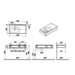 Vitra Equal 64088 Lavabo Ünitesi 100 cm, Asimetrik Lavabolu, Havluluklu, Hareli Siyah Meşe