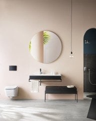 Vitra Equal 64088 Lavabo Ünitesi 100 cm, Asimetrik Lavabolu, Havluluklu, Hareli Siyah Meşe