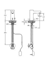 Artema A47100sta Fotoselli Lavabo Bataryası Çift Su Girişli Elektrikli