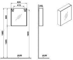 Vitra 66900 Basis Dolaplı Ayna 60 Cm (Sol)