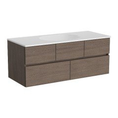 Vitra Memoria 66708 Lavabo Dolabı 120 Cm, Seramik Lavabolu, Armatür Deliksiz, Moka Meşe