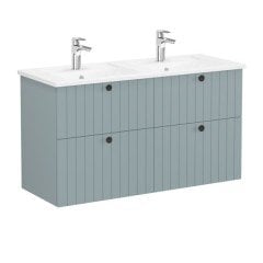 Vitra Root Groove 69516 Lavabo Dolabı, Dört Çekmeceli, 120 Cm, Mat Fiyord Yeşili, Köşeli Lavabolu