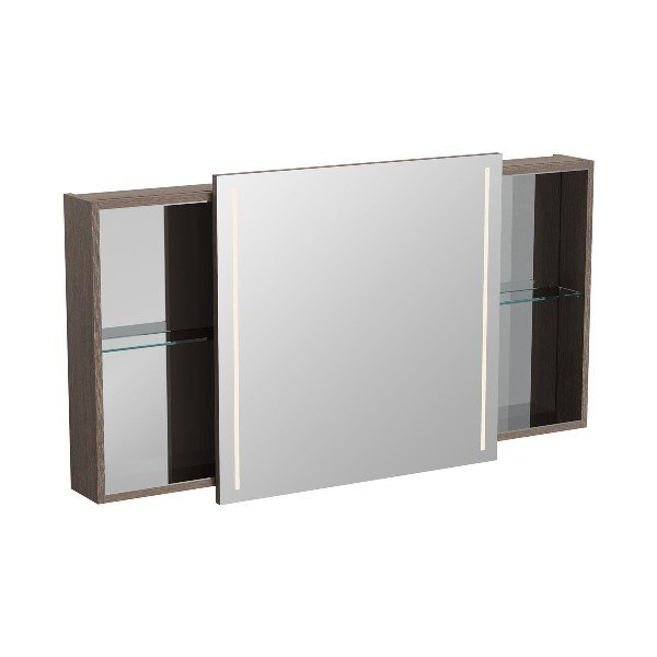 Vitra Memoria 66704 Aydınlatmalı Dolaplı Ayna 120 cm, Moka Meşe