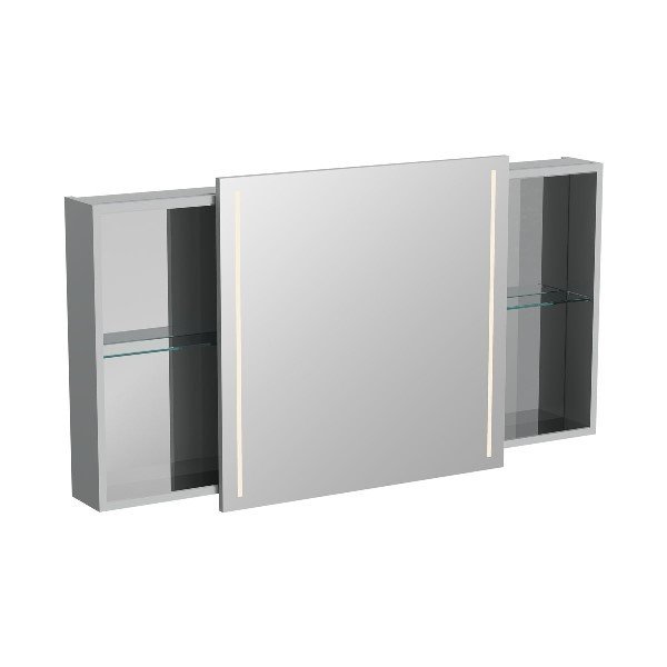 Vitra Memoria 66703 Aydınlatmalı Dolaplı Ayna 120 cm, Parlak Gri