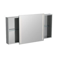 Vitra Memoria 66703 Aydınlatmalı Dolaplı Ayna 120 cm, Parlak Gri