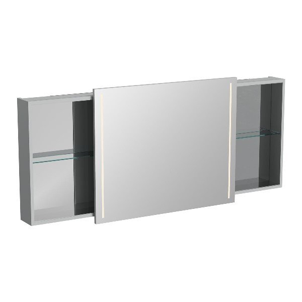 Vitra Memoria 66705 Aydınlatmalı Dolaplı Ayna 150 cm, Parlak Gri