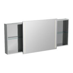 Vitra Memoria 66705 Aydınlatmalı Dolaplı Ayna 150 cm, Parlak Gri