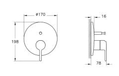 Vitra A4289536 Origin Classic Ankastre Banyo Bataryası Sıva Üstü Siyah