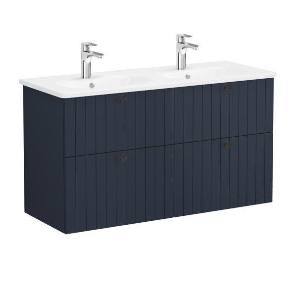 Vitra Root Groove 69525 Lavabo Dolabı, Dört Çekmeceli, 120 Cm, Mat Lacivert, Yuvarlak Lavabolu