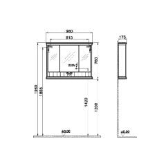 Vitra Valarte Neo 65794 Dolaplı Ayna 100 cm, Çelik Mavisi