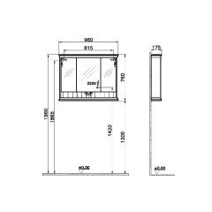 Vitra Valarte Neo 65794 Dolaplı Ayna 100 cm, Çelik Mavisi