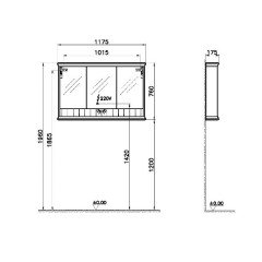 Vitra Valarte Neo 65795 Dolaplı Ayna 120 cm, Çelik Mavisi