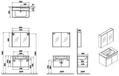 Vitra Quadrum 67100 Banyo Dolabı Seti 80 Cm,Kapaklı,Altın Meşe