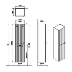 Vitra Root Groove 69091 Boy Dolabı, 40 Cm, Mat Lacivert