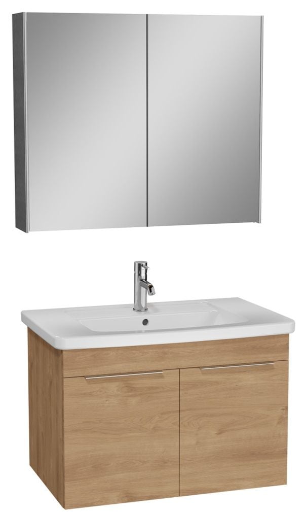 Vitra Quadrum 67100 Banyo Dolabı Seti 80 Cm,Kapaklı,Altın Meşe