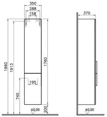 Vitra Quadrum 62554 Boy Dolabı,35 Cm,Parlak Beyaz