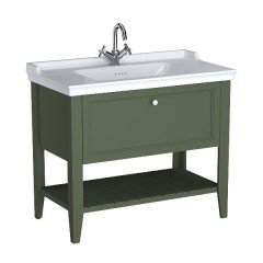 Vitra Valarte Neo 65816 Lavabo Dolabı 100 Cm, Çekmeceli, Etajerli Lavabolu, Tek Armatür Delikli, Retro Yeşil