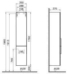 Vitra Quadrum 62557 Boy Dolabı,35 Cm,Parlak Beyaz
