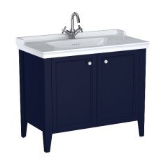 Vitra Valarte Neo 65767 Lavabo Dolabı 100 Cm, Kapaklı, Etajerli Lavabolu, Tek Armatür Delikli, Çelik Mavisi