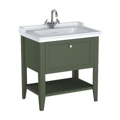 Vitra Valarte Neo 65815 Lavabo Dolabı 80 Cm, Çekmeceli, Etajerli Lavabolu, Tek Armatür Delikli, Retro Yeşil
