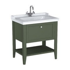 Vitra Valarte Neo 65815 Lavabo Dolabı 80 Cm, Çekmeceli, Etajerli Lavabolu, Tek Armatür Delikli, Retro Yeşil