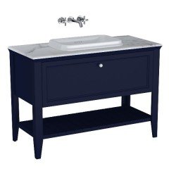 Vitra Valarte Neo 65783 Lavabo Dolabı 120 Cm, Çekmeceli, Tezgahüstü Lavabolu, Mermer Tezgahlı, Çelik Mavisi