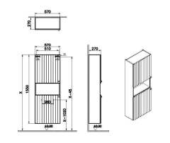 Vitra Root Groove 69108 Boy Dolabı, 55, Dar, Kısa, Mat Açık Gri
