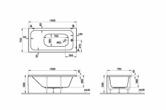 Vitra 64590003000 Optiumum Neo 150x75 Düz Kuvet+Sifon+Ön Panel+Ayak
