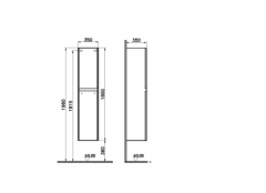Vitra 54907 Boy Dolabı S50+ (Kapaklı) Koyu Meşe Sağ