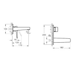 Artema Root Square A42738 Ankastre Lavabo Bataryası, Krom (Sıva Üstü Grubu)