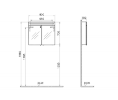 Vitra 56773 Elite Ayna Dolaplı Ayna 80 Cm Aydınlatmalı Koyu Meşe