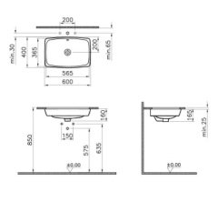 VitrA 5668B003-0012 Metropole Tezgah üstü Çanak Lavabo 60 cm Parlak Beyaz