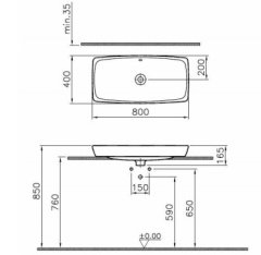 VitrA 5669B003-0012 Metropole Tezgah Üstü Çanak Lavabo 80 cm
