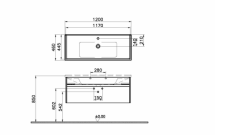 Vitra 54746 S50+Lavabo Dolabı 120 Cm, Parlak Beyaz