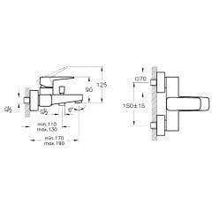 Artema Root Square A4273734 Banyo Bataryası Fırçalı Nikel