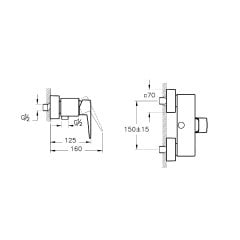 Artema Root Square A4276134 Duş Bataryası Fırçalı Nikel