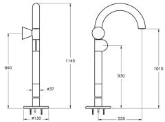 Vitra A42776 Liquid Yerden Lavabo Bataryası(Soldan Kullanım) Krom
