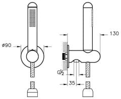 Vitra A42796 Liquid 1F El duşu Takımı Krom