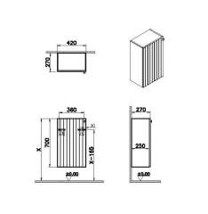 Vitra Root Groove 69136 Alt Ünite, 40 Cm, Dar, Mat Açık Gri, Sol