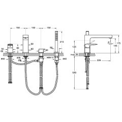 Artema Root Square A4275734 Küvet Bataryası (4 Delikli) Fırçalı Nikel