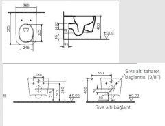 Vitra 7906B476-0090 Metropole Square Asma Klozet Taş Gri