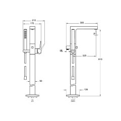 Artema Root Square A4276034 Küvet Bataryası (Yerden – El Duşlu) Fırçalı Nikel