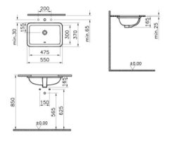 Vitra Nuo Dikdörtgen Tezgah Üstü Lavabo 50 Cm 7436b003-0012