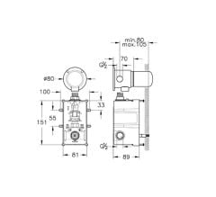 Vitra A47111 + A47112 Origin Duvardan Ankastre Fotoselli Lavabo Bataryası (Çift Su Girişli - Elektrikli)Sıva Altı Dahil
