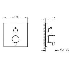 Artema Root Square A4335874 Ankastre Termostatik Duş Bataryası (V-Box Sıva Üstü Grubu) Altın