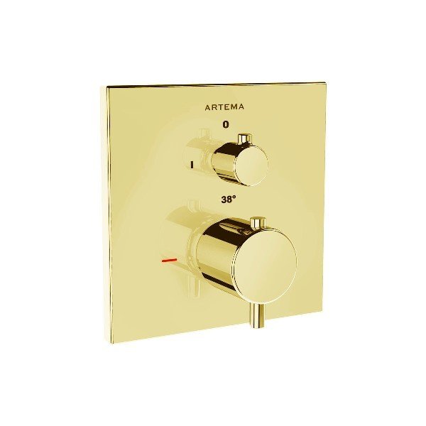 Artema Root Square A4335874 Ankastre Termostatik Duş Bataryası (V-Box Sıva Üstü Grubu) Altın