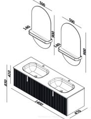Lineart Vista 140 Çift Lavabolu Banyo Dolabı + Ledli Ayna