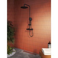 VitrA AquaHeat Bliss 240 A4720536 2F Termostatik Duş Sistemi, Mat Siyah